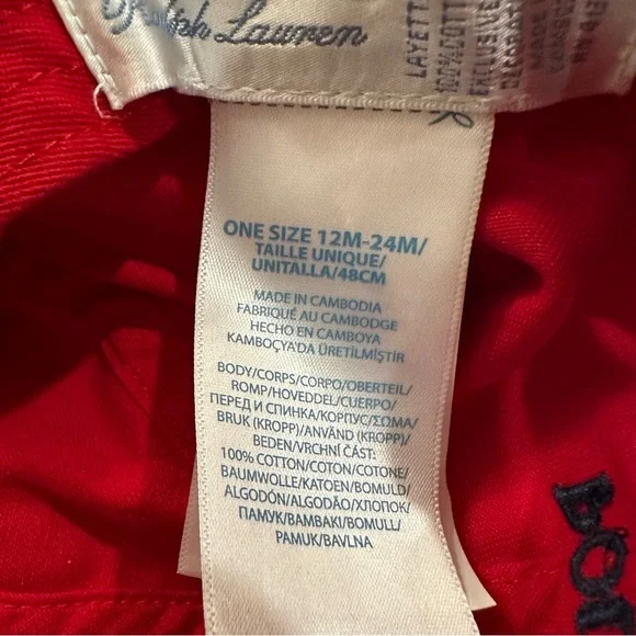 Ralph Lauren Red Baseball Cap 12-24 Months - Picture 7 of 7